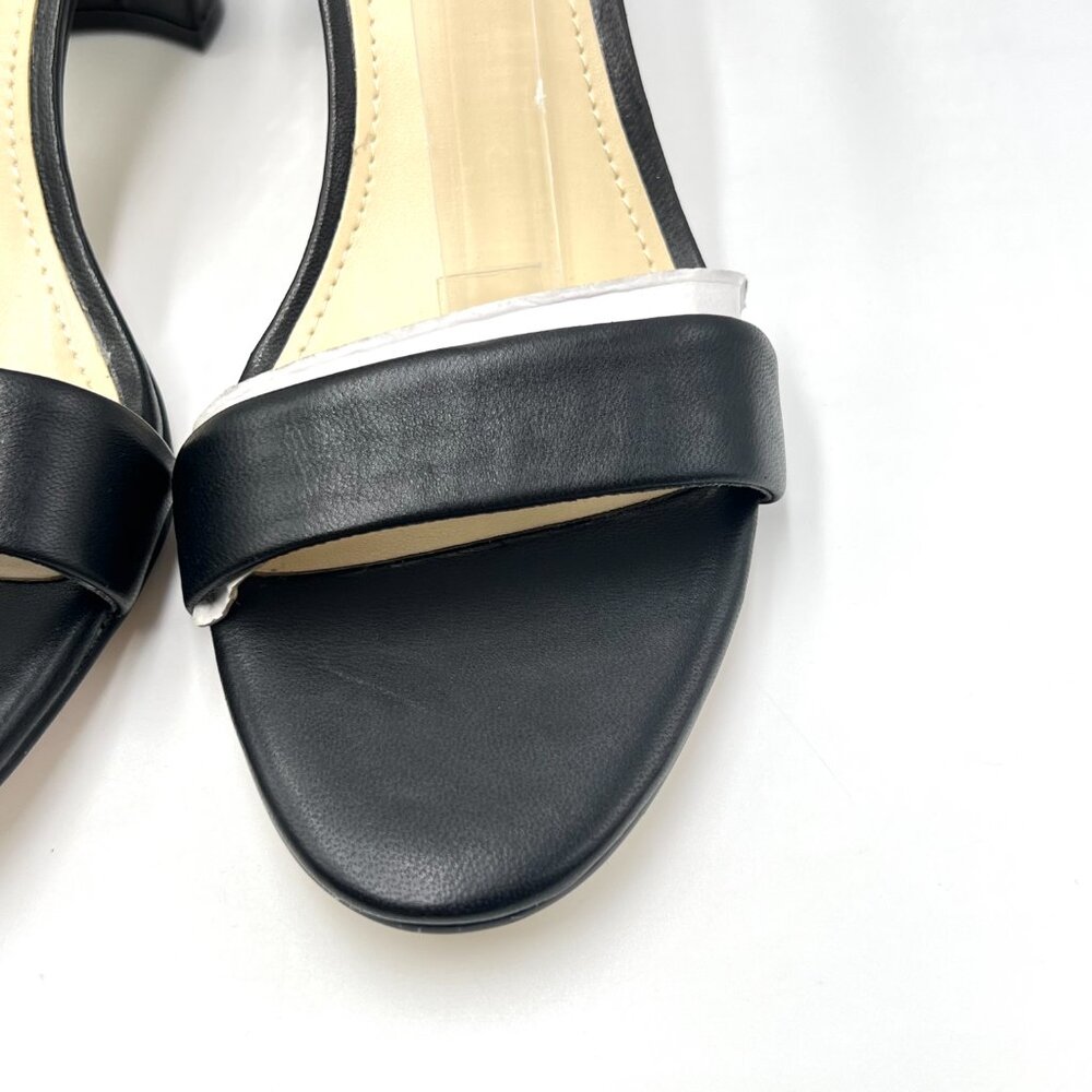 Nine West Womens 6.5 Pruce Black Leather Classic Block Heel Sandals Heels‎ Shoes - Picture 5 of 15